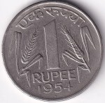 1 Rupee of 1954 Bombay Mint Nickel Coin