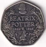 UK 50 Pence 2016 Beatrix Potter Anniversary Coin