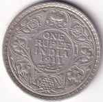 King George V 1911 One Rupee Bombay mint Silver Coin