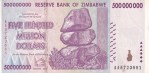 Zimbabwe Five Hundred Million Dollars Note