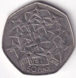 1998 UK 50 Pence European Union 25th Anniversary Coin