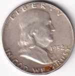 Benjamin Franklin 1/2 Dollar of 1952 of United States Silver Coin