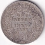 British India 1877 One Rupee Victoria Empress Silver Coin