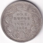 British India One Rupee 1878 Silver Victoria Empress Coin