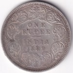 One Rupee of British India of 1887 Victoria Empress Silver Coin