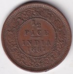 1/2 Pice 1887 Victoria Empress Coin