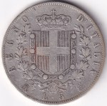Italy 5 Lire of 1873 Victor Emmanuel II Silver Coin