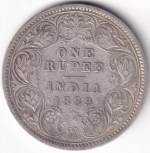 British India One Rupee 1889 Victoria Empress Silver Coin
