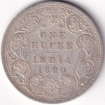 British India 1890 Victoria Silver One Rupee Coin
