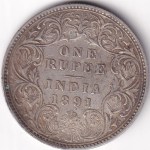 One Rupee of British India of 1891 Victoria Empress Silver Coin