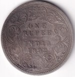 One Rupee of British India of 1892 Victoria Empress Silver Coin