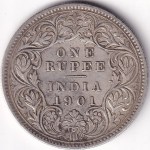 British India 1 Rupee 1901 Victoria Silver Coin