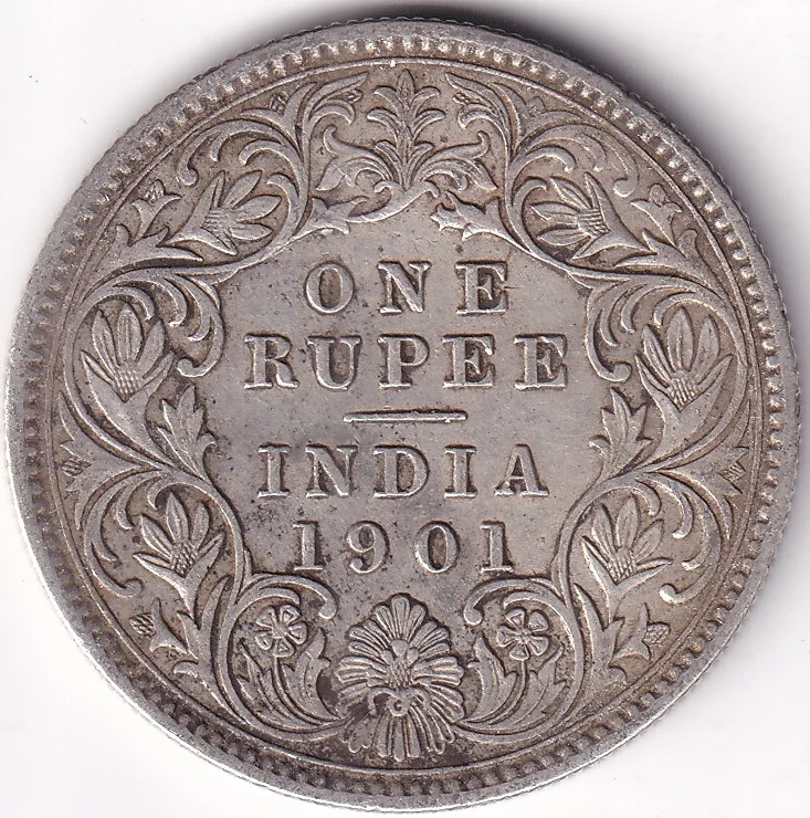インド　1901 1rupee銀貨　ヴィクトリア British India 1 Rupee 1901 Victoria Silver Coin | RN Coins ®