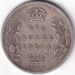 One Rupee 1904 Calcutta Mint King Edward VII Silver Coin