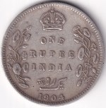 One Rupee of British India of 1904 Bombay Mint King Edward VII Silver Coin