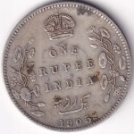 One Rupee 1905 Calcutta Mint of King Edward VII Silver Coin