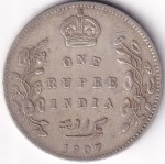 One Rupee 1907 King Edward VII Silver Coin