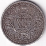 Bombay Mint 1917 One Rupee of British India of King George V Silver Coin