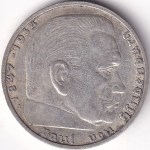 Germany 2 Reichsmark 1937 Paul von Hindenburg Silver Coin - Image 2