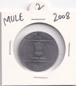 2 Rupees 2008 Mule Stainless Steel Rare Extra Fine Coin