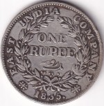 F Incuse William IV 1835 Silver One Rupee Coin