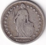 Switzerland 1 Franc 1908 Standing Helvetia Silver Coin - Image 2