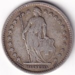 Switzerland 1 Franc 1913 Standing Helvetia Silver Coin - Image 2