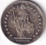 Switzerland 1 Franc 1914 Standing Helvetia Silver Coin - Image 2