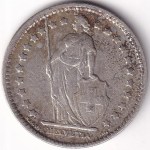 Switzerland 1 Franc 1921 Standing Helvetia Silver Coin - Image 2
