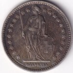Switzerland 1 Franc 1928 Standing Helvetia Silver Coin - Image 2