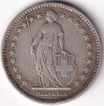 Switzerland 2 Francs 1921 Standing Helvetia Silver Coin - Image 2
