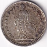 Switzerland 2 Francs 1943 Standing Helvetia Silver Coin - Image 2