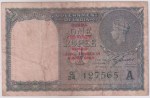 Burma Overprint on British India Banknote of 1 Rupee of 1940 Rare