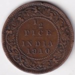 British India Half Pice 1910 Edward VII Coin