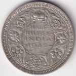 British India Half Rupee 1942 King George VI Silver Coin