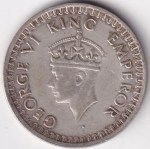 British India Half Rupee 1943 Bombay Mint Silver Coin - Image 2
