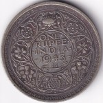 One Rupee 1943 British India Silver Coin