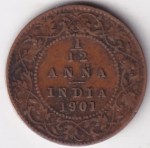 1/12 Anna 1901 of British India of Victoria Empress Copper Coin
