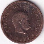 1/2 Tanga of Portuguese India of 1901 Bronze Lisboa Mint Coin