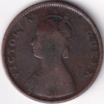 British India Half Anna 1862 Victoria Queen Copper Coin - Image 2