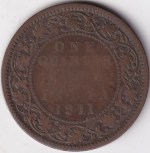 Quarter Anna of 1911 of King George V Copper Coin
