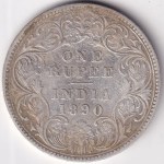 British India 1890 Victoria Silver One Rupee Coin