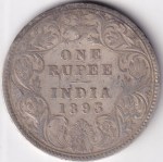 British India 1893 Victoria Silver One Rupee Coin