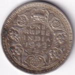 One Rupee of 1942 of British India Bombay Mint Silver Coin