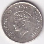 Silver 1/4 Rupee 1940 King George VI Calcutta Mint Unc Coin - Image 2