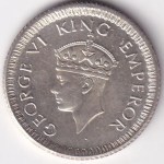 Silver 1/4 Rupee 1942 King George VI Calcutta Mint Unc Coin - Image 2