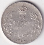 British India 1/4 Rupee 1904 King Edward VII Silver Coin