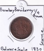 Bombay Presidency 1/4 Anna 1830 Copper Coin