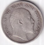 British India 1/4 Rupee 1910 King Edward VII Silver Coin - Image 2