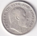 British India Edward VII One Quarter Rupee 1906 Silver Coin - Image 2